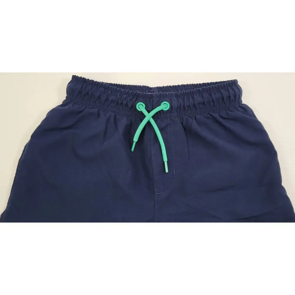 L9) Children Wonder Nation Navy Blue Boys Swim Trunk Shorts Medium 8